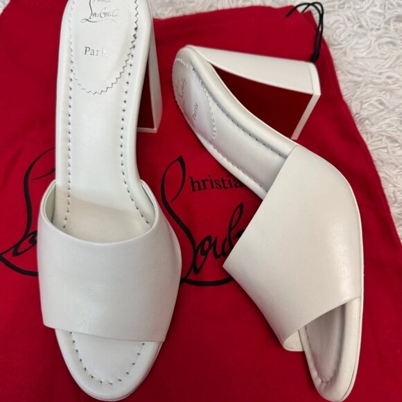 Christian Louboutin Jane White Slide Sandal 41.5 - Picture 1 of 9